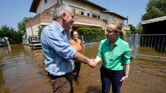 Italy: Visit to those hit by mud and floods: Italy's Prime Minister Giorgia Meloni in Faenza.  She returned early from the G-7 summit to travel to Emilia-Romagna.