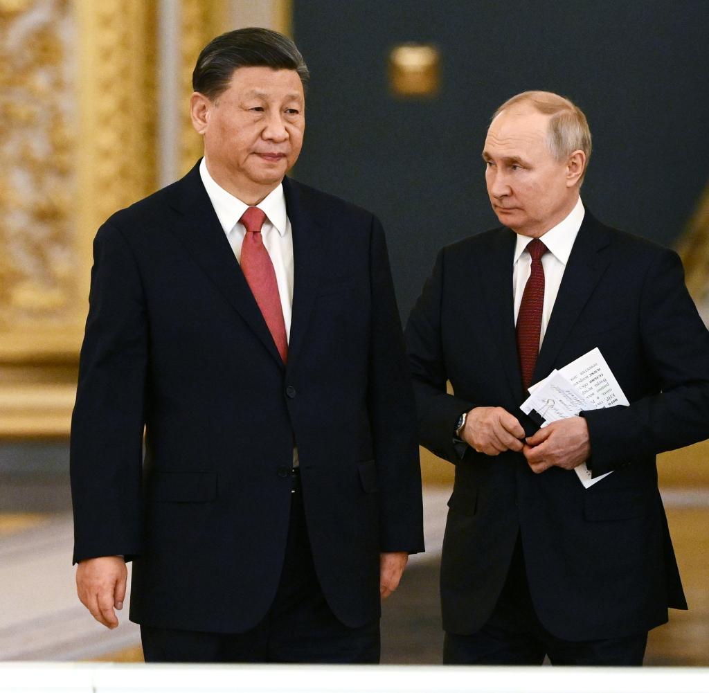 Chinas Präsident Xi Jinping und sein russischer Amtskollege Wladimir Putin bei einem Treffen im Kreml im Frühjahr