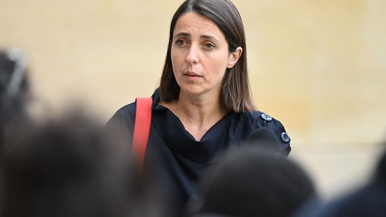 The secretary general of the CGT, Sophie Binet, in Matignon, May 17, 2023. (EMMANUEL DUNAND / AFP)