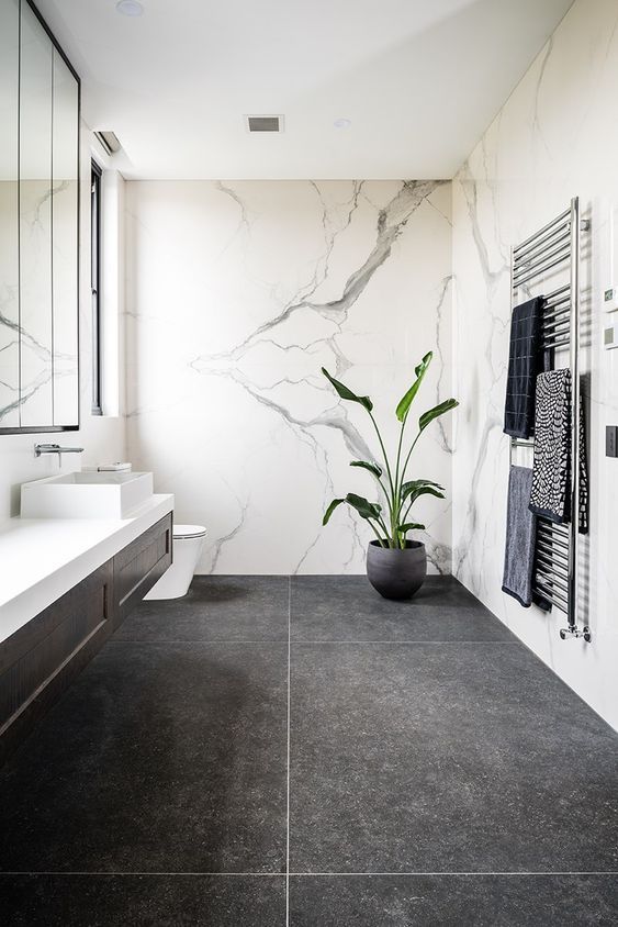 The Gray And White Stone Bathroom 