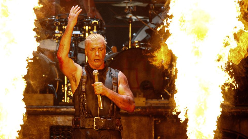 Rammstein lead singer Till Lindemann performing at the Wacken Open Air Festival.