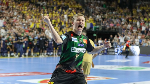 Champions League: Gisli Thorgeir Kristjansson celebrates a goal - the Icelander later had to leave the field injured.