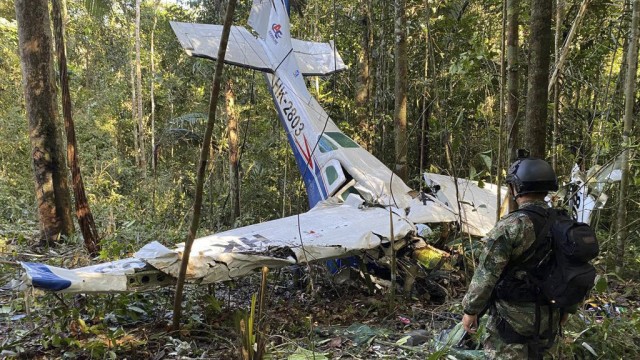 Colombia: The wreckage of the crashed "Cessna 206".