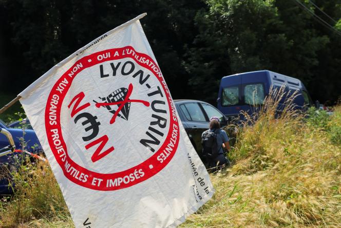 Activists take part in a demonstration against the Lyon-Turin high-speed rail link between France and Italy, in La Chapelle, near Saint-Jean-de-Maurienne (Savoie), June 17, 2023.