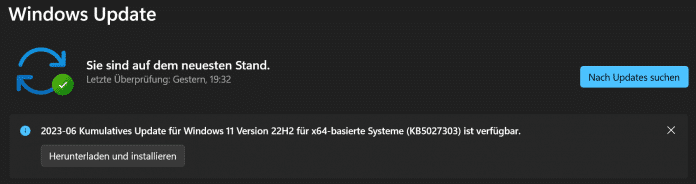 Screenshot of the optional Windows update offer