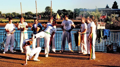 A Capoeira group at an open-air demonstration