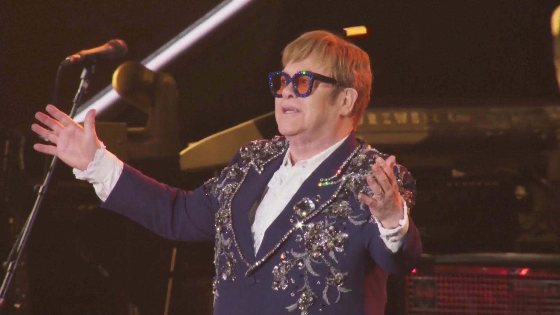 Here Elton John is standing one last time on the big stage Goodbye, Rocketman!