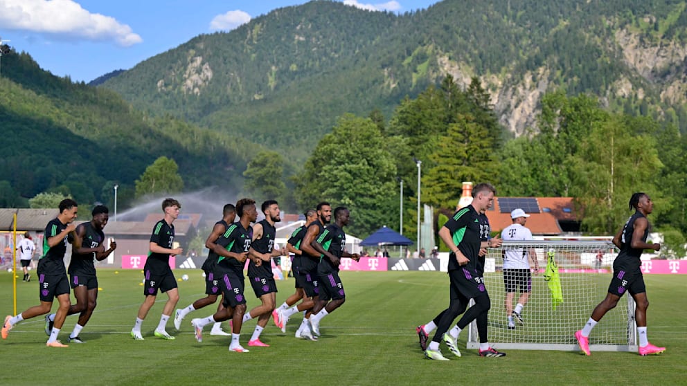 The Bayern stars in training at Tegernsee