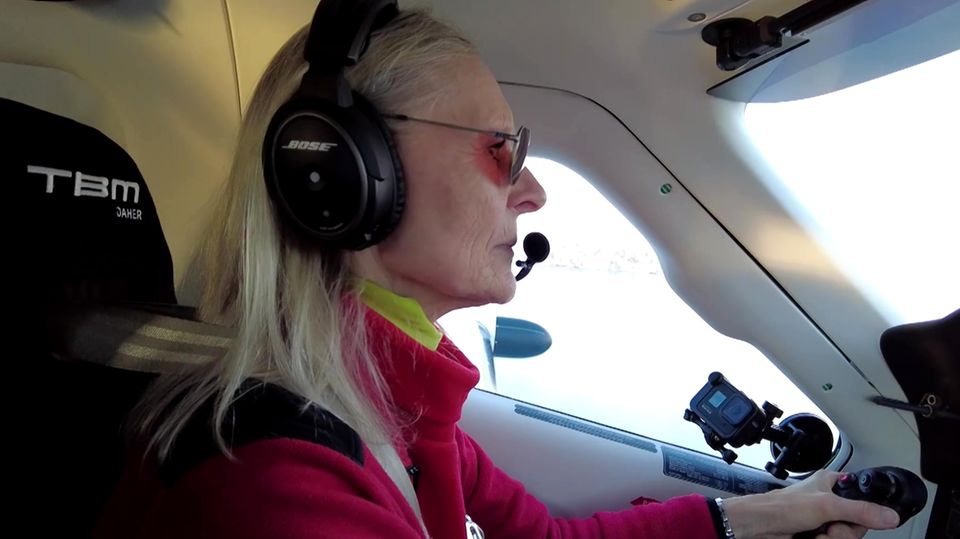 "Queen of the skies" Margrit Waltz sits in a small plane