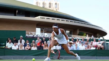 Caroline Garcia during her third round match against Marie Bouzkova, at Wimbledon, July 7, 2023. (ADRIAN DENNIS / AFP)