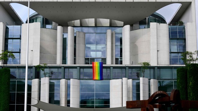 Equal rights: A splash of color in the otherwise rather gray Chancellery.