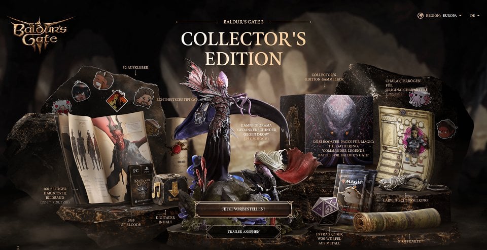 Baldur's Gate 3 Collector's Edition für 259,99 Euro.