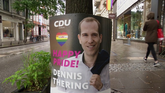The politician Dennis Thering (CDU) is pictured on an election poster.  ©screenshot 