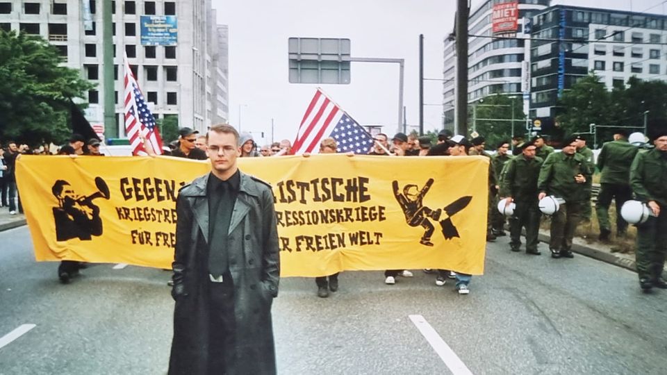 Axel Reitz at a demonstration on Anti-War Day in Berlin
