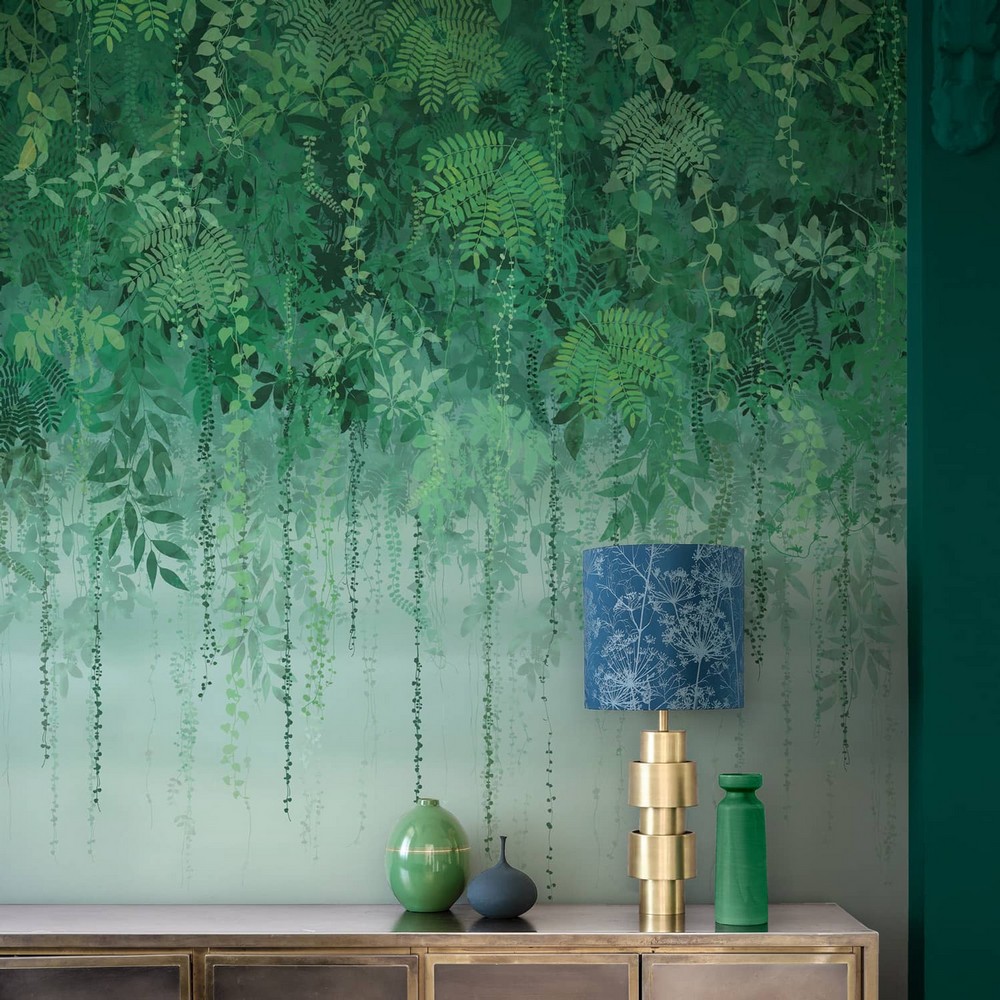   Custom Panoramic Wallpaper Enchanted Vale Emerald 