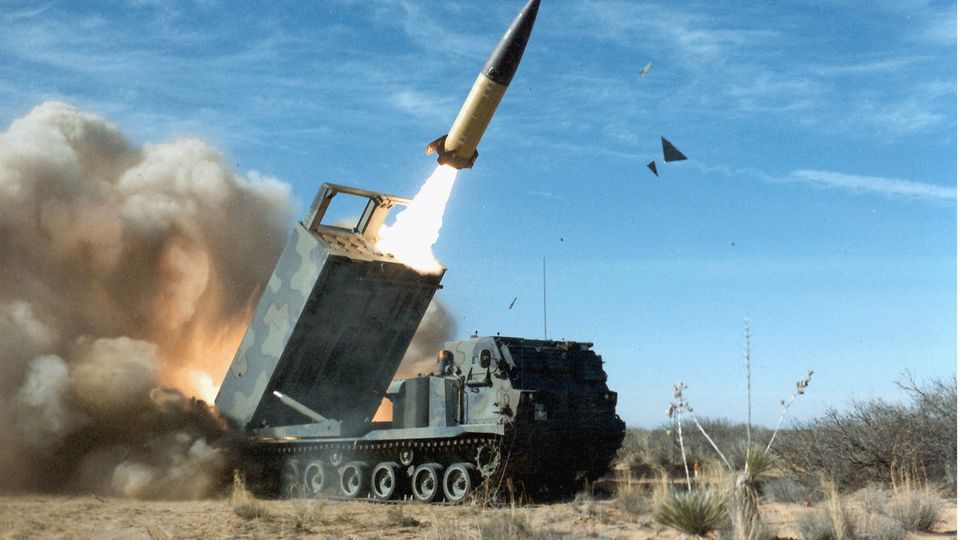 This missile is launched from an M270 tracked vehicle.
