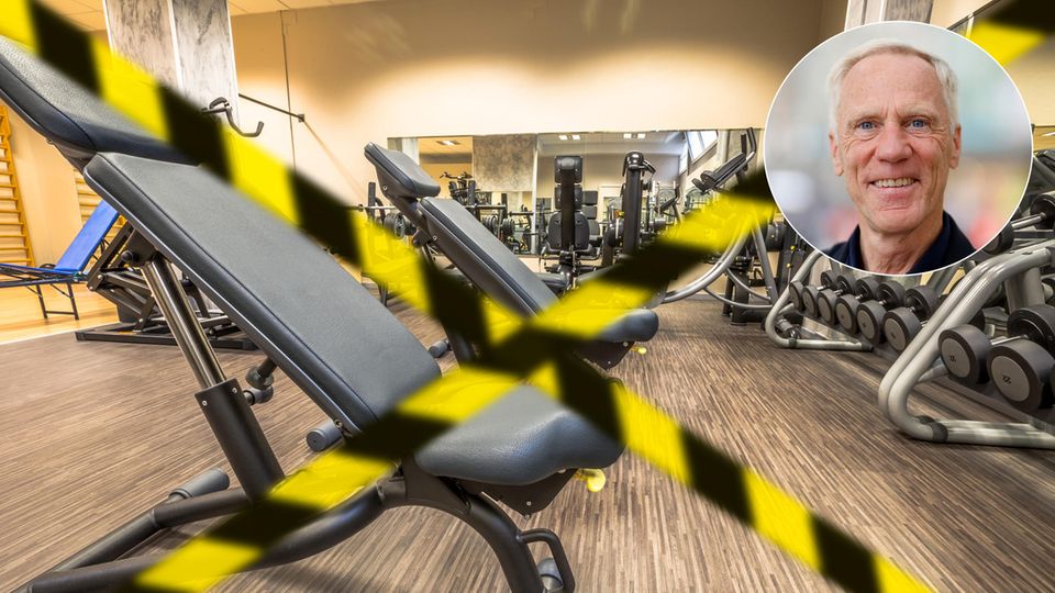 A safety barrier blocks off the training area of ​​a fitness studio.  The shutdown of the sports facilities continues.