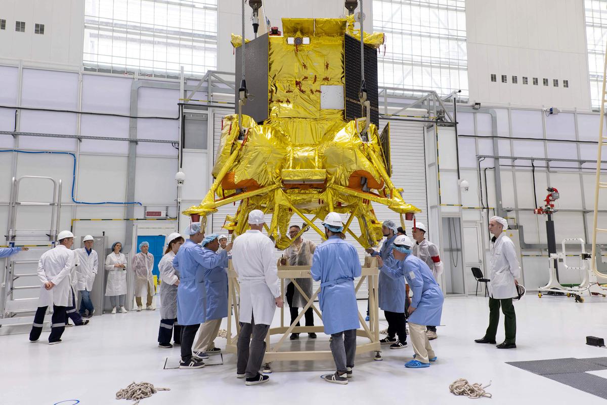 The Luna-25 probe at the Vostotchny cosmodrome, a few weeks before its launch on August 11.