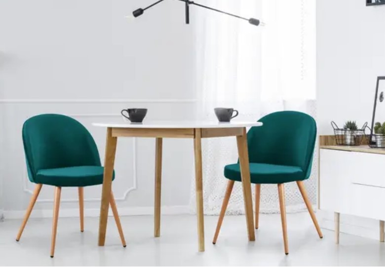 Scandinavian Green Tartan Velvet Chairs 