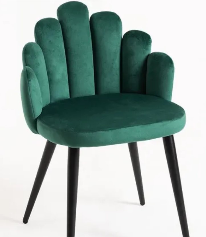 Original Achille Chair In Green Velvet And Metal Legs