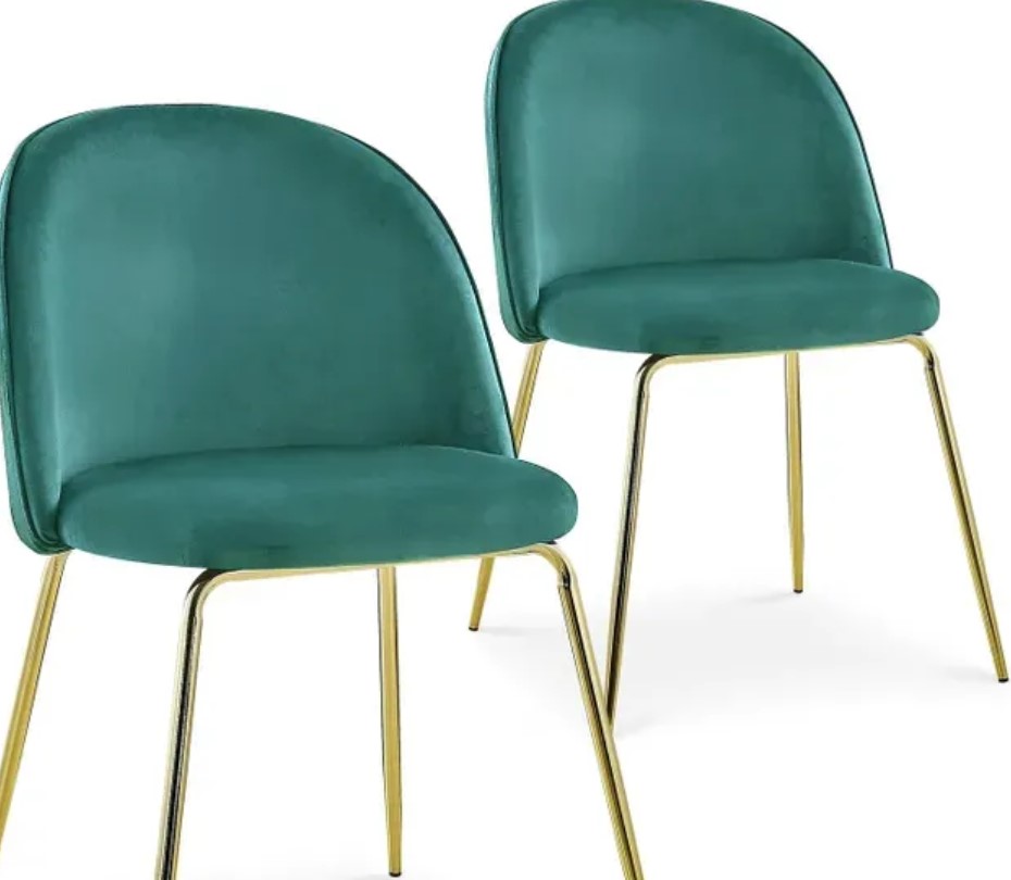 Alexa Chair In Green Velvet And Golden Metal Legs