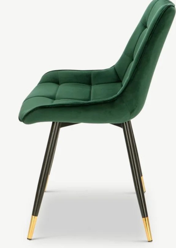 Chloé Chair In Green Velvet And Black And Gold Legs 