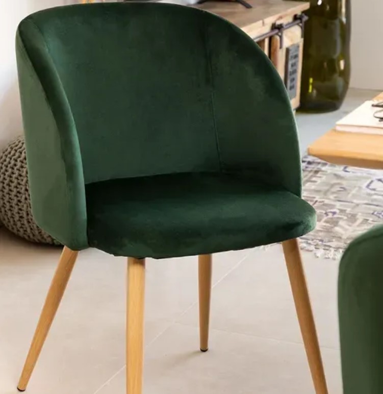 Daisy Velvet Green Chairs With Armrests