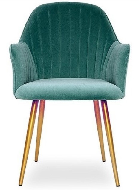 Lucy Chair With Green Velvet Armrests 
