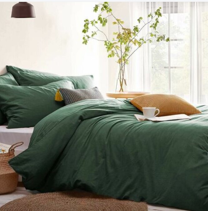 Green Microfiber Duvet Cover And Pillowcase Set 