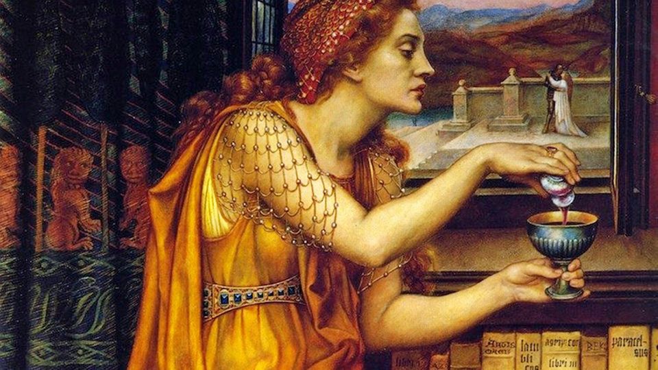 There is no portrait of Giulia Tofana.  The painting by Evelyn De Morgan shows a Renaissance woman with a love potion.
