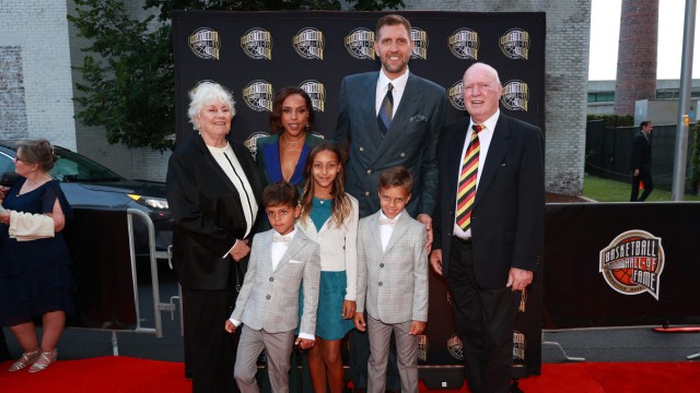 Basketball icon: They couldn't be missing: Dirk Nowitzki's wife, their three children and his parents.