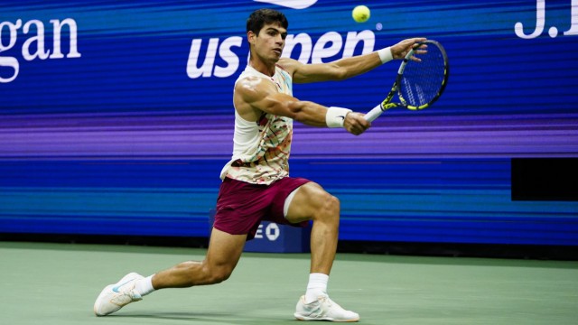 Dominik Koepfer at the US Open: footwork intact: Carlos Alcaraz in the short match on Tuesday.