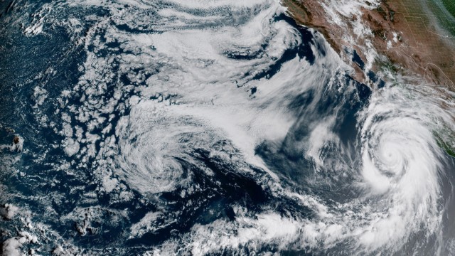PACIFIC REGION Satellite imagery provided by the National Oceanic and Atmospheric Administration (NOAA) shows the hurricane "Hilary" on August 18 off the Pacific coast of Mexico.
