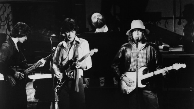 Music: Rick Danko, Robbie Robertson, Garth Hudson and Bob Dylan (from left) in "The Last Waltz".