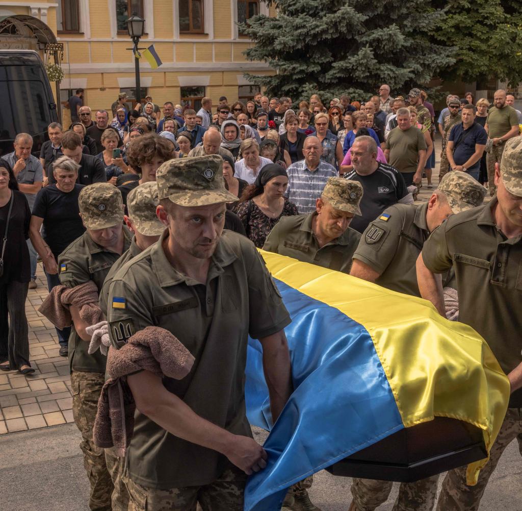 Trauerfeier für den ukrainischen Soldaten Jurij Jurtschenko, der im Kampf gegen russische Truppen Anfang August getötet wurde