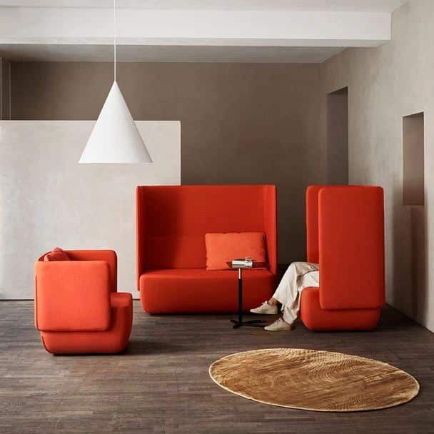 Red Sofa and Taupe Color 
