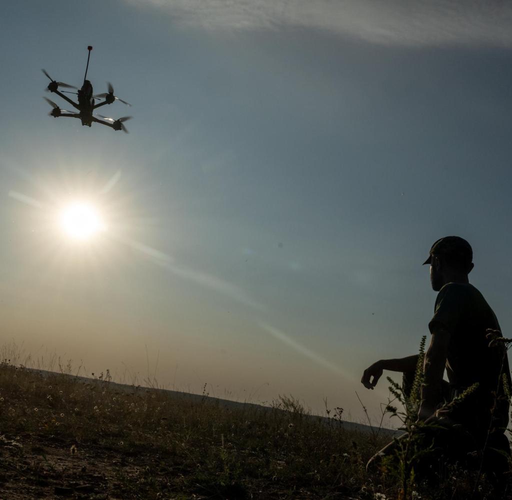 DRUZHKIVKA, UKRAINE - AUGUST 29: A Ukrainian soldier of 24th brigade prepares equipment of FPV drones as the Russia-Ukraine war continues, outside of Druzhkivka, Ukraine on August 29, 2023 Wolfgang Schwan / Anadolu Agency