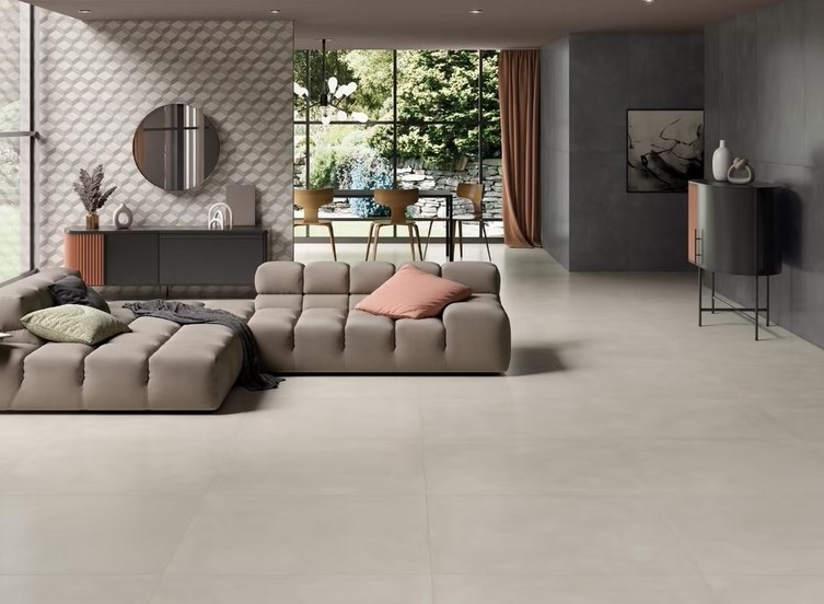 Beige Concrete Look Satin Tiles – 