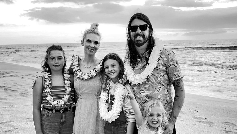 The Grohl family: Dave with his wife Jordyn Blum and their three daughters