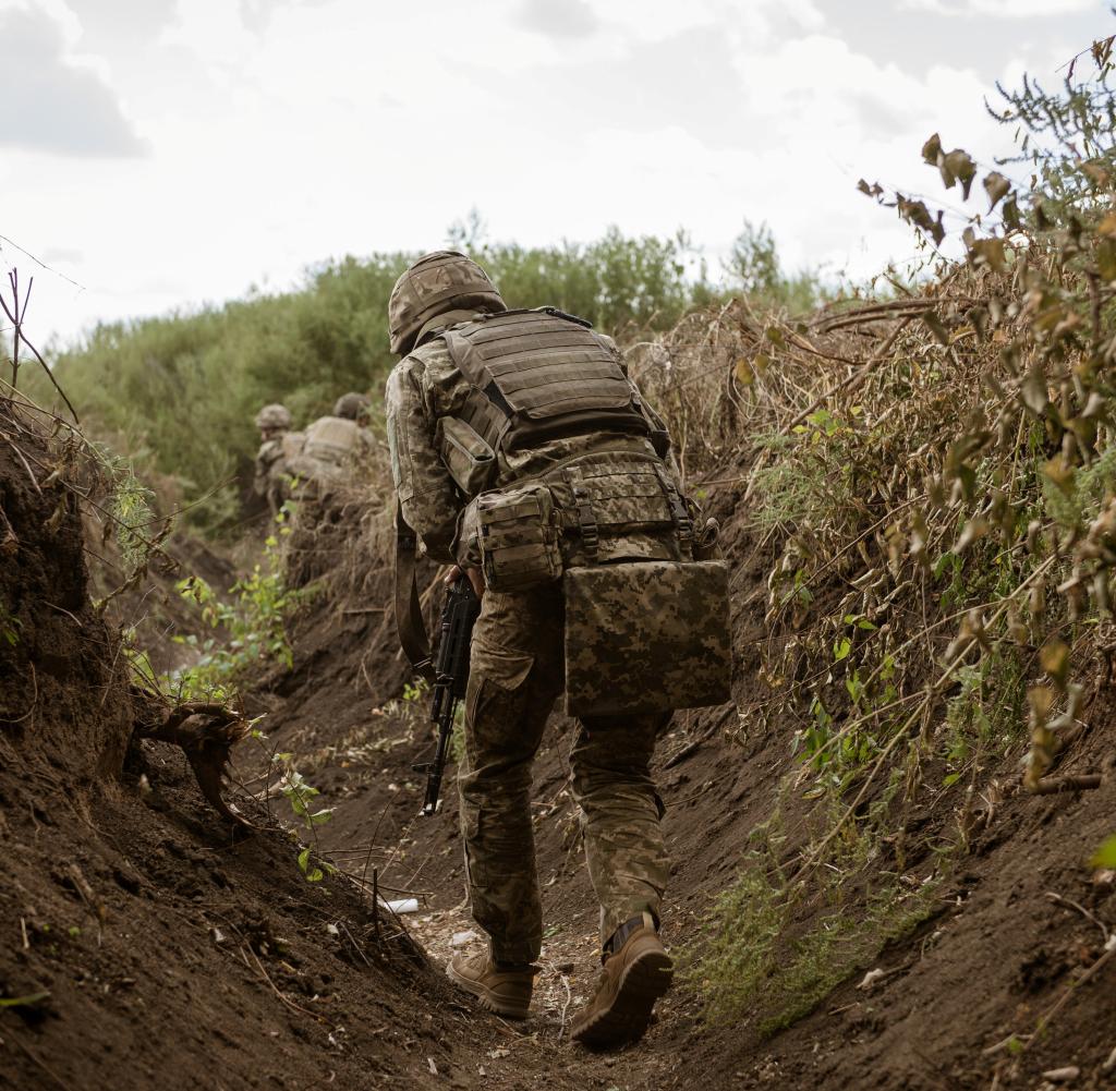 A Ukrainian soldier on the front line in southern Ukraine