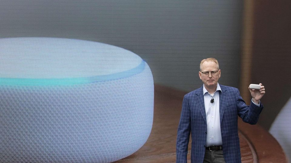 Dave Limp at the launch of the new Echo Dot in Seattle in September 2018