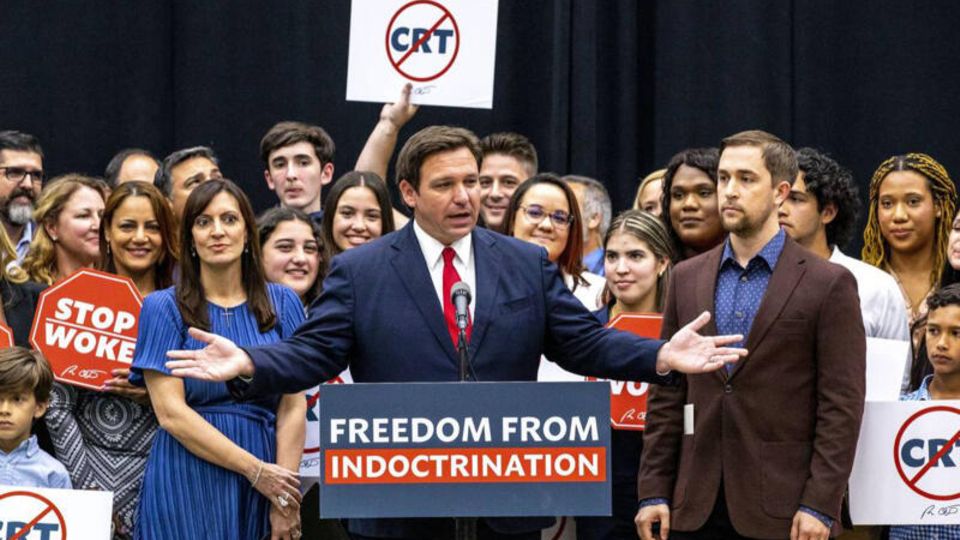 Ron DeSantis, at a press conference in November 2022, before giving the so-called "stop woke bill" signed