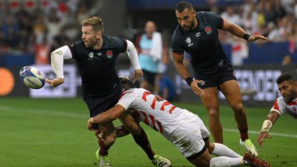 English winger Elliot Daly against Japan during the Rugby World Cup, in Nice, September 17, 2023. (NICOLAS TUCAT / AFP)