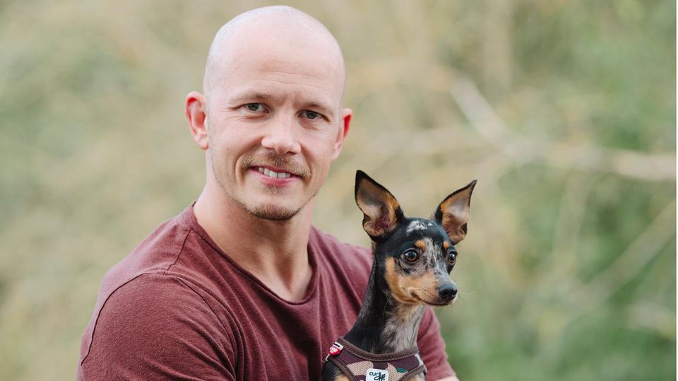 Fabian Hambüchen, 35, at home in Wetzlar with his dog