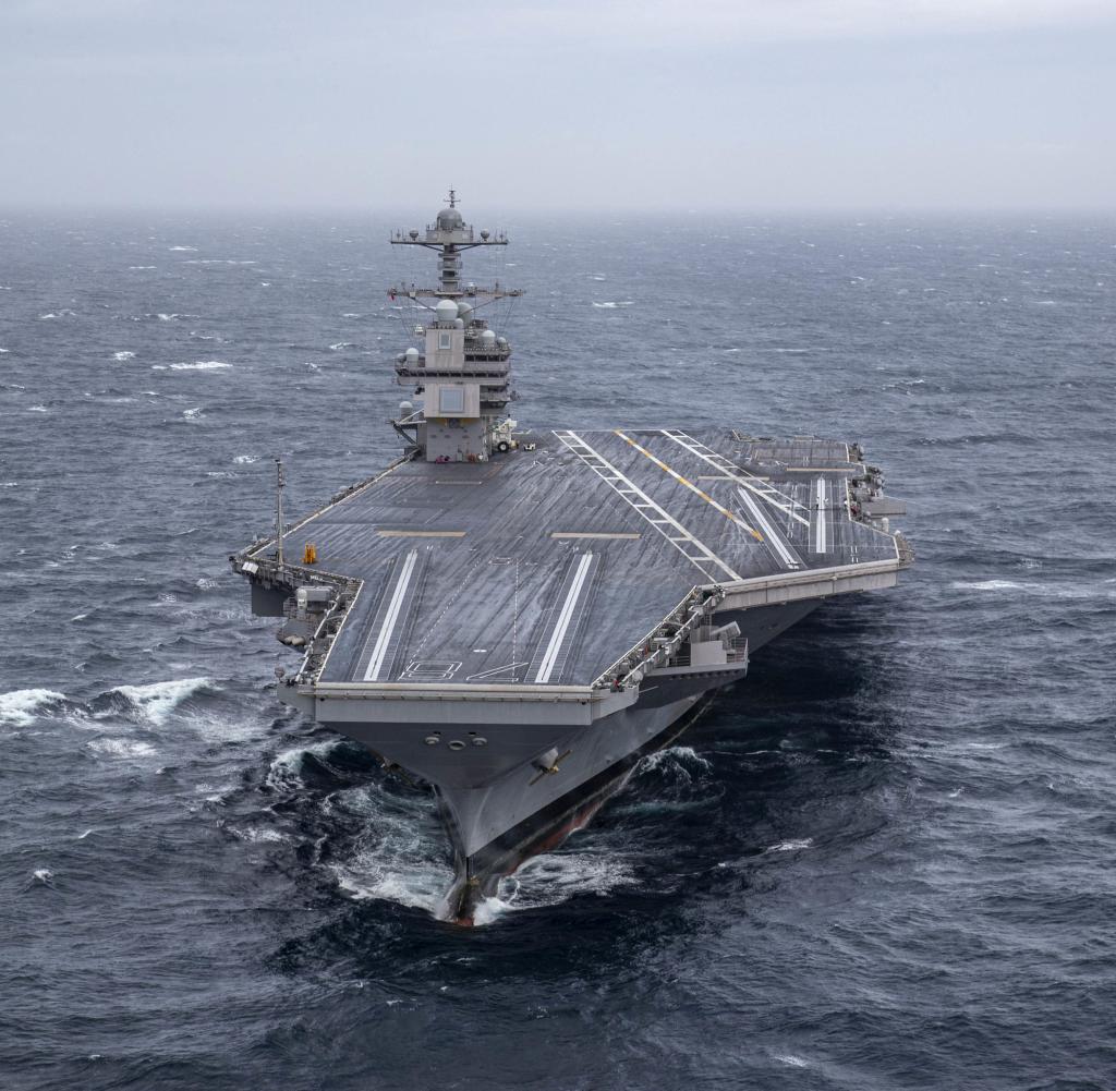 Der US-Flugzeugträger USS Gerald R. Ford auf einem Foto von 2019. Die USA haben angekündigt, Kriegsschiffe ins östliche Mittelmeer zu verlegen