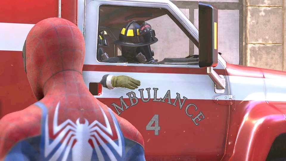 No clipping error - the firefighter constantly shifts his position in the cab.