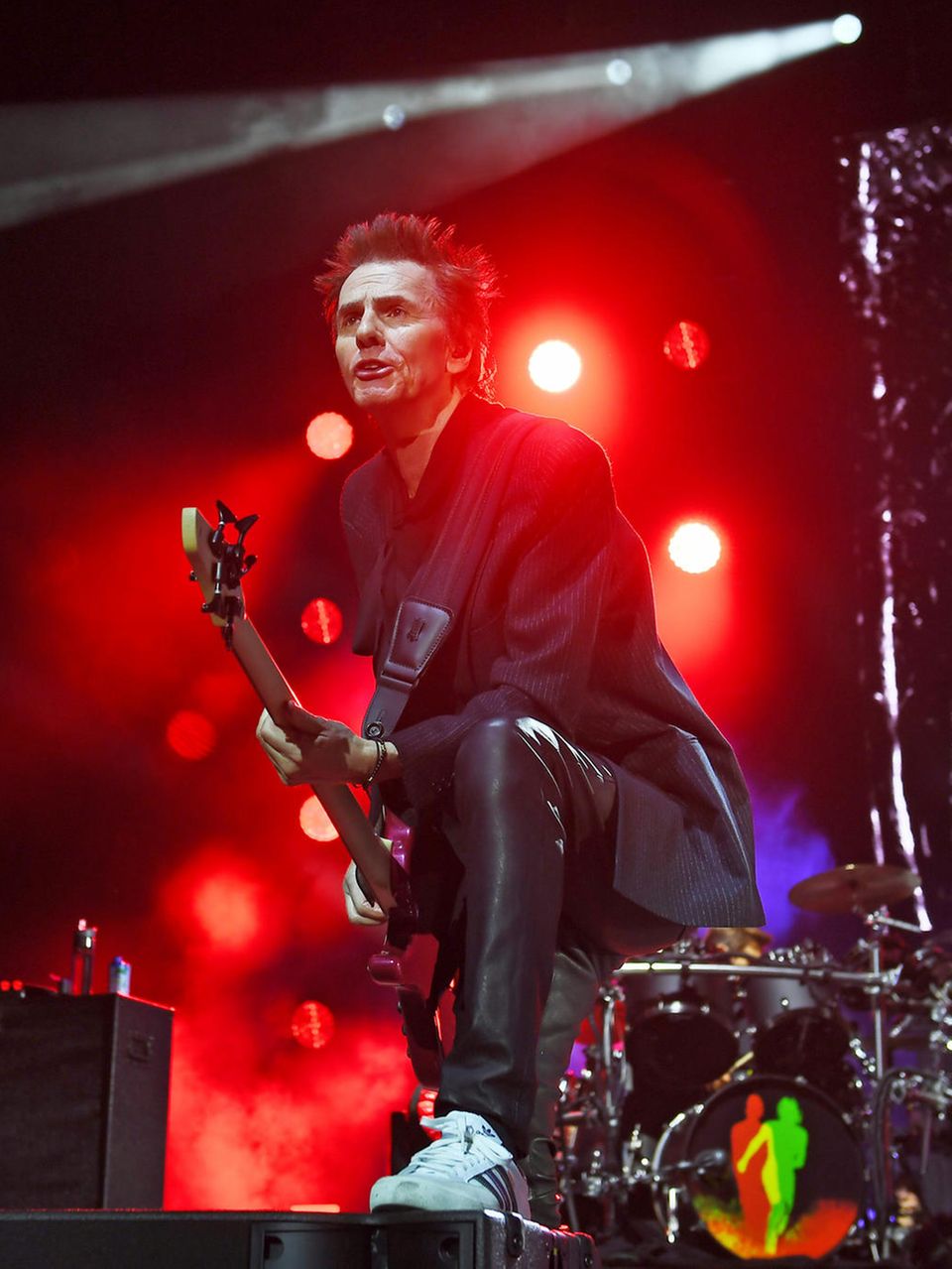 The bassist of Duran Duran performing on stage