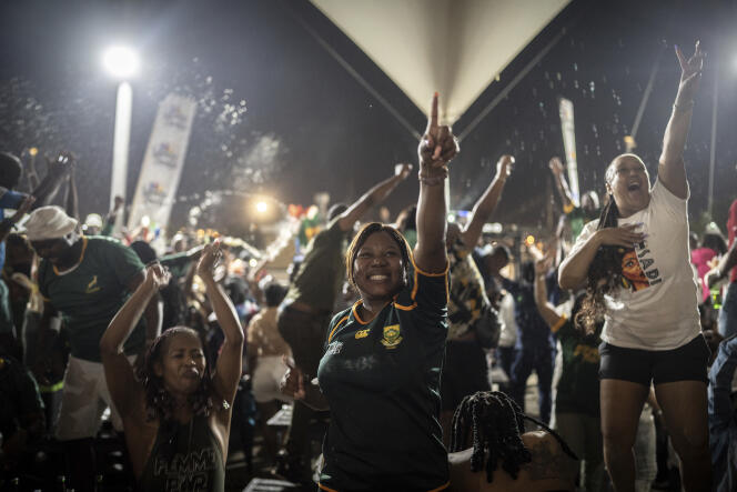 Jubilation in the Soweto district of Johannesburg, Saturday October 28, 2023.
