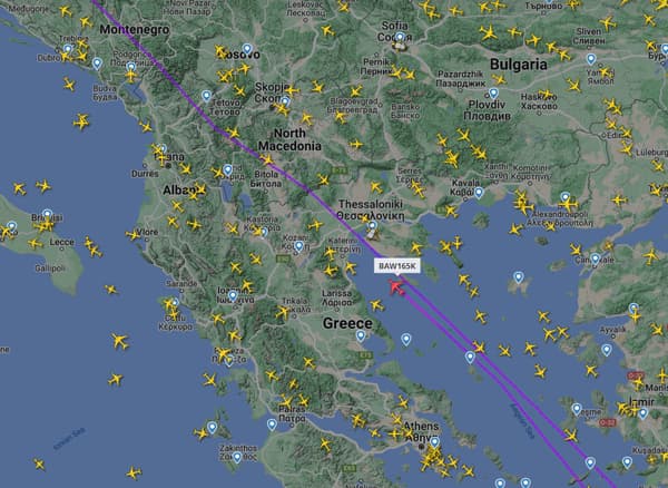 Capture d'écran FlightRadar24 le 11 octobre 2023 montrant un avion en direction de Tel-Aviv détourné par British Airways. 