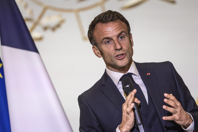 Emmanuel Macron at the Elysée Palace, October 23, 2023.